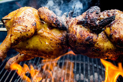 Chicken meat on barbecue