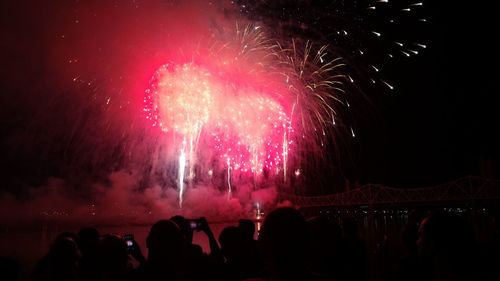 Firework display at night