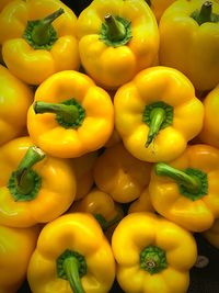 High angle view of bell peppers for sale in market