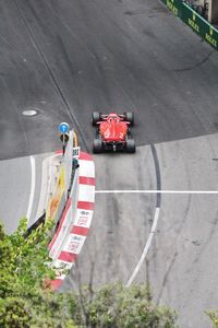 High angle view of vehicles on road