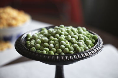 Close-up of peas in chalice