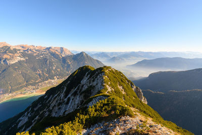 Scenic view of mountains against clear sky