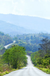 Road amidst trees against sky