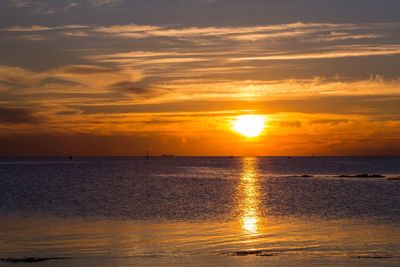 Scenic view of sea at sunset