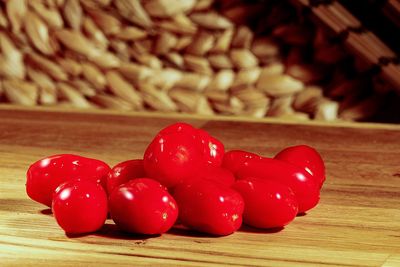 Close-up of strawberries on table