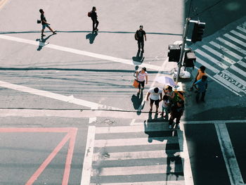 People walking on road