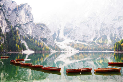 High angle view of boats in lake