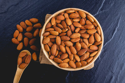 High angle view of dessert in bowl on table