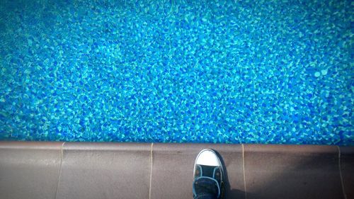 Low section of person standing on poolside