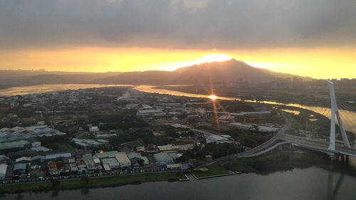 View of river at sunset