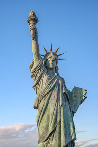 Low angle view of statue against clear sky