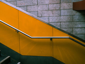 Side view of handrail on wall