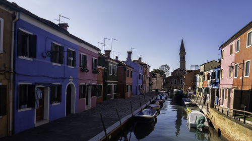 Canal amidst buildings against sky in city