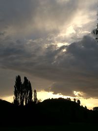 Silhouette trees against sky during sunset