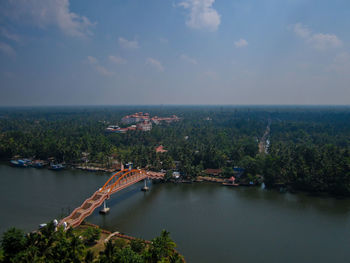 High angle view of sea against sky