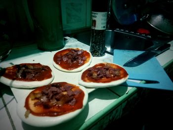 High angle view of meal served in plate