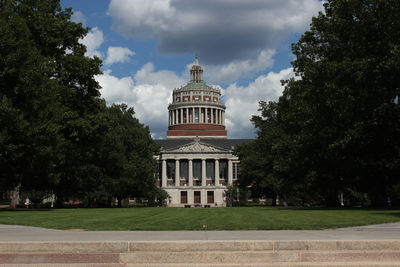 View of historic building against sky. library of university of rochester