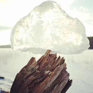 Close-up of rocks on snow covered rock