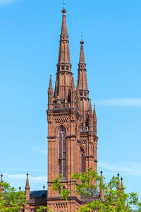 Low angle view of temple building against sky