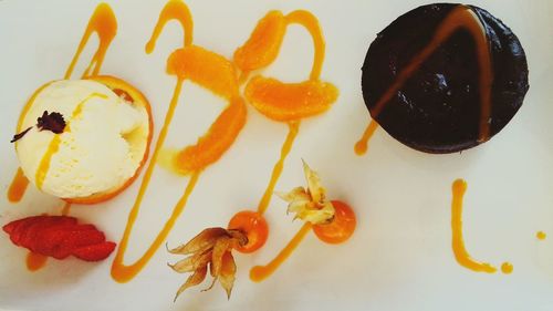 Close-up of food over white background