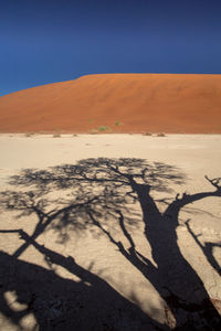 Shadow of sand on desert against sky