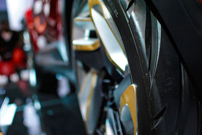 Close-up of illuminated car window