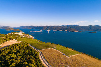 High angle view of sea against sky