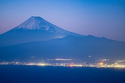 Scenic view of snowcapped mountain against sky