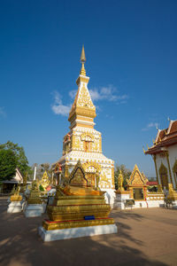 Low angle view of temple building against sky