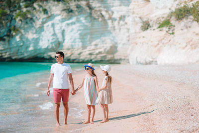 Full length of women standing on beach