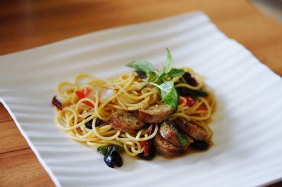 High angle view of meal served in plate