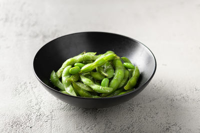 High angle view of food in bowl on table