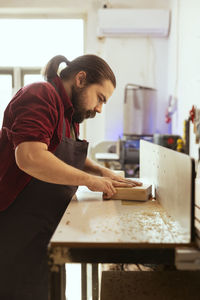 Man working at table