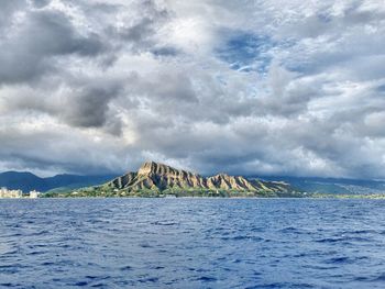 Scenic view of sea against cloudy sky