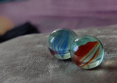 Close-up of crystal ball on table