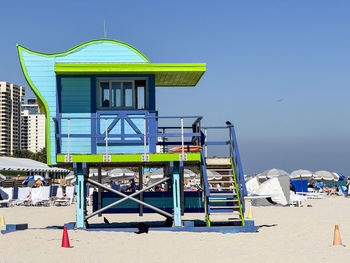 Rescue post, lifeguard tower on south beach in miami beach in the city of miami florida 