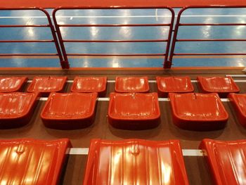 Close-up of empty seats in row