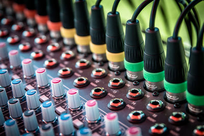 Close-up of audio equipment
