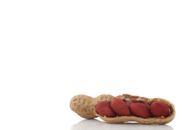 Close-up of cookies against white background