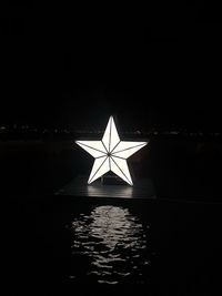 Reflection of illuminated building in water