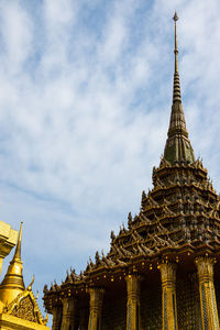 Low angle view of temple building against sky