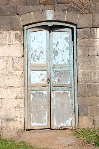 Closed door of old building