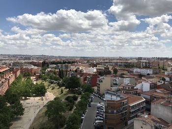 High angle view of townscape against sky