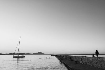 Scenic view of sea against clear sky