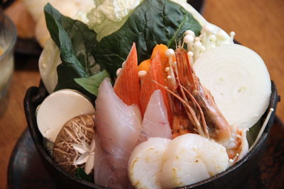 Close-up of food in bowl on table