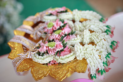 Close-up of various flowers on table