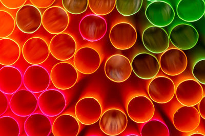 Full frame shot of multi colored straws 