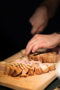 Close-up of person preparing food