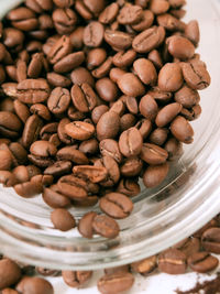 Close-up of coffee beans in jar