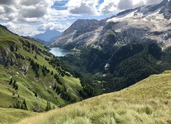 Scenic view of mountains against sky